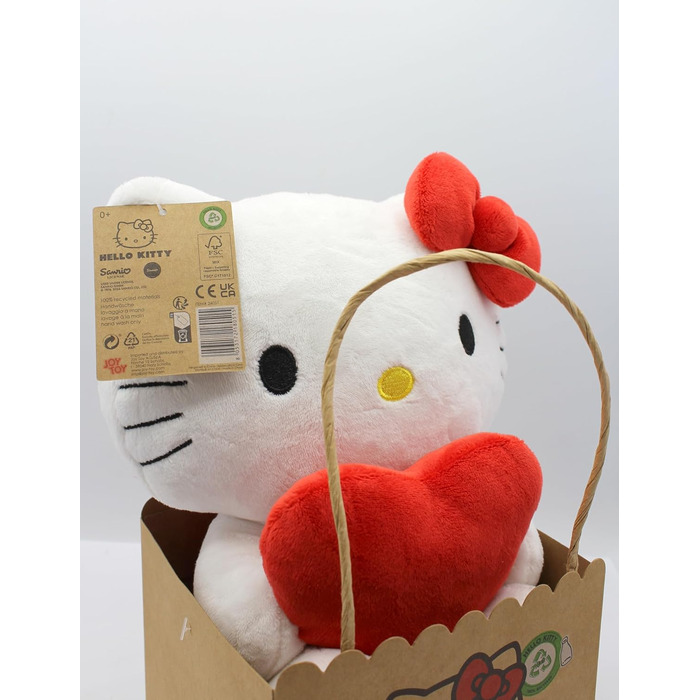 М'яка іграшка Hello Kitty з серцем ECO, 24 см у картонній упаковці