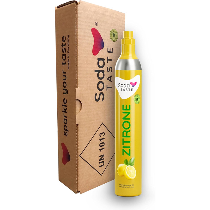 Купівельний балон CO2 SodaTASTE (резервний циліндр) для виробників газованої води, зі смаком натурального лимона, без сиропу, до 60 л газованої води зі смаком, без цукру