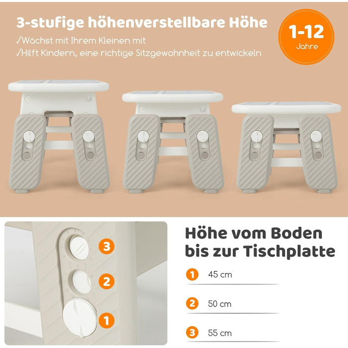 Дитячий стіл зі стільцем, дитяча зона відпочинку з місцем для зберігання, регульований по висоті дитячий стіл з відкидною книжково