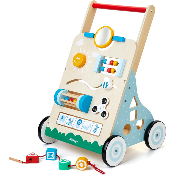 Ходунки для немовлят дерев'яні 10 в 1 Використовуйте як ходунки Baby Baby Walker Wood з прогумованими дерев'яними колесами та центром активності Walker Baby Baby Toy Toy для хлопчиків і дівчаток