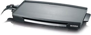 Гриль SEVERIN Table для м'яса, риби та овочів, плита XXL Teppan Yaki з антипригарним покриттям, електрогриль з піддоном для крапель жиру та регулятором температури, чорний, KG 2397