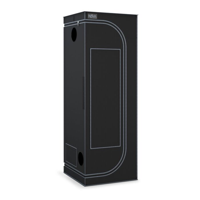 См, Гроубокс з міцним та водонепроникним зовнішнім шаром 1680D, високовідбиваюче алюмінієве внутрішнє покриття, Гроутент з великим оглядовим вікном та піддоном, A06 (Чорний) 60 см (Ш) x 60 см (Г) x 180 см (В), 60x60x180