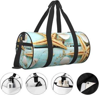 Дорожня сумка-циліндр Морська хвиля, блакитне дерево на пляжному пейзажі, спортивна сумка для чоловіків та жінок, сумка-мішок, спортивна дорожня сумка