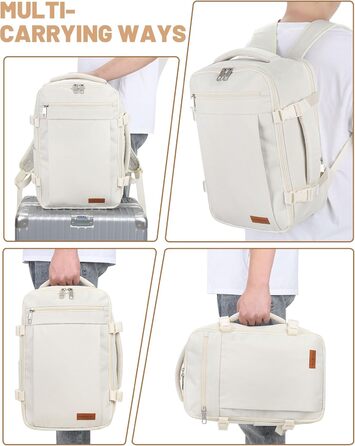 Рюкзак для ручної поклажі Ryanair 40x20x25, поклажа під сидінням, максимальний розмір поклажі для подорожей у салоні, сумка для перельоту, сумка для багажу на вихідні з плечовим ременем, сумка-дама, спортивна сумка - 20 л, колір слонової кістки 40x20x25 с