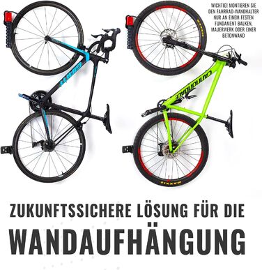 Поворотне настінне кріплення для велосипеда - Вертикальне настінне кріплення для гаража - Компактне настінне кріплення, гачок для шосейного або гірського велосипеда (упаковка з 2 шт.) 2 шт.