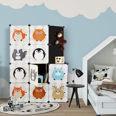 Релакс-дні, кольорова вставна полиця для дитячої кімнати, тваринні мотиви, пластикова вставна система, західні двері, шафа для одя