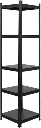 Посилений стелаж серії All Black Ragnar, загальне навантаження 500 кг. Розміри 180x45x45 см. Матово-чорний, стелаж для підвалу, стелаж без ригелів, гаражний стелаж.