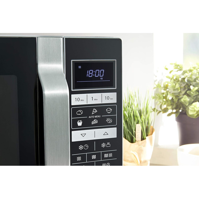 Мікрохвильова піч Sharp R-860S 3-в-1, гриль і гаряче повітря / 25 л / 900 Вт / 49 см / автоматична програма / розморожування за вагою та часом / нержавіюча сталь