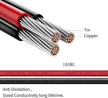 Кабель для сонячної зарядки ZkeeShop 10AWG XT60i Подовжувач для Anderson до XT60i Сумісний з портативною електростанцією сонячного генератора Ecoflow