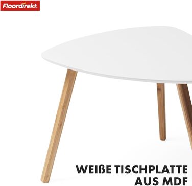 Комплект із 2 журнальних столиків Floordirekt білого кольору, дерев&39яні приставні столики, круглі столики для вітальні, журнальні столики для невеликого дивана в сучасному дизайні (Орегон)