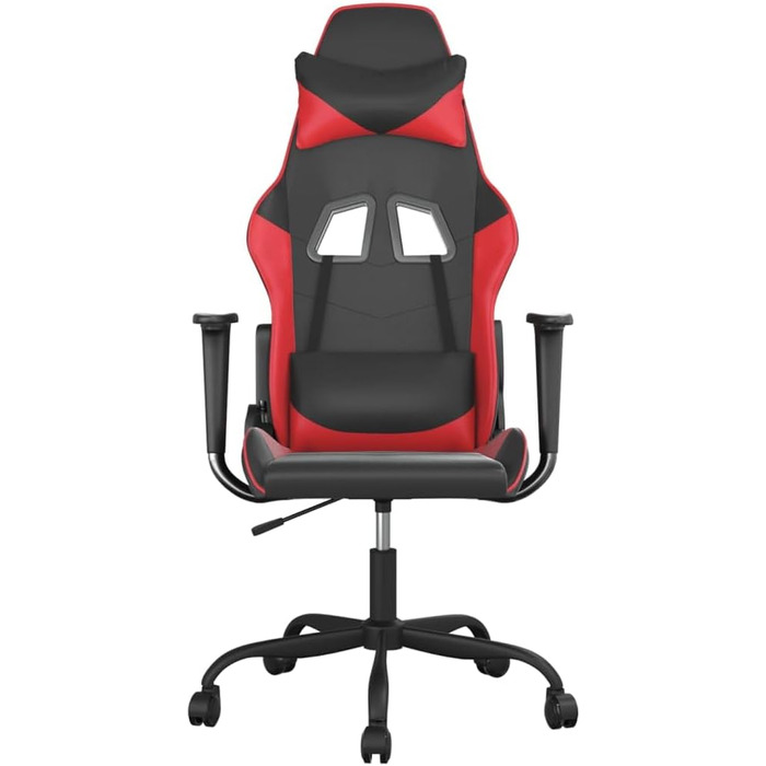 Геймерське крісло, чорно-червона штучна шкіра, з регульованою спинкою та висотою, офісне крісло з поворотом на 360 градусів, коліщатками для надійної стійкості та з міцного матеріалу, 37 x 45 см (Ш x Г), червоне