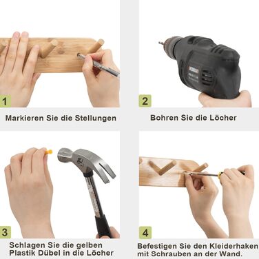 Настінні гачки для пальто Edergoo 2 шт. и, міцні гачки для пальто бамбукові з 10 гачками, дерев'яна вішалка для передпокоїв, спале