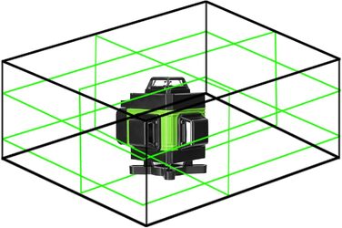 Поперечний лазерний, Mulcort Багатофункціональний 4D 16-лінійний лазерний нівелір 3 Самонівелююча машина USB Акумуляторна літієва батарея нівелір з вертикальними горизонтальними лініями нахилу