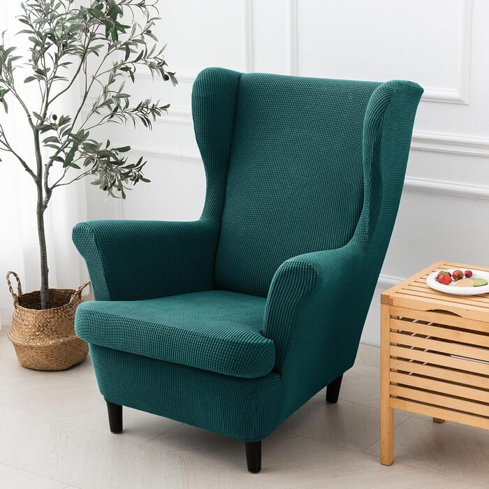 Чохол для крісла-крила EBETA, комплект із 2 предметів, жакардові чохли для крісел, еластичні чохли для підлокітників дивана, захисні чохли для крісел для читання та крісел-реклайнерів (оливково-зелений)