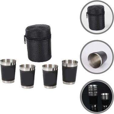 Маленькі чарки з нержавіючої сталі об&39ємом 70 мл з футляром для перенесення, портативні келихи для вина в поході, ударостійкі металеві чашки для подорожей на природі та пікніків