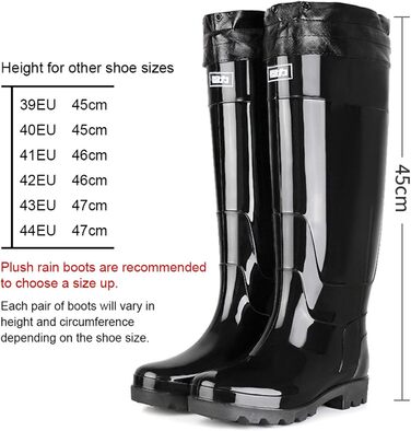 Нековзні гумові чоботи NALSA для промисловості та будівництва, водонепроникні гумові чоботи, унісекс доросле високе робоче взуття, плюшеві - розмір 44 EU.