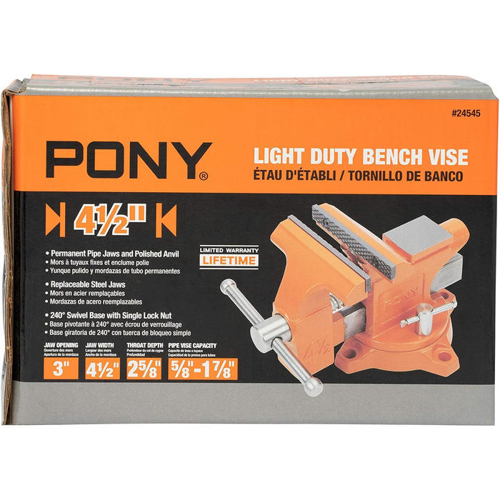 Верстат сріблястий Pony Jorgensen GID-286147 з поворотним основанням, помаранчевий, 11,4 см