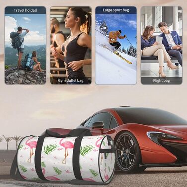 Спортивна сумка для подорожей, біла, з принтом фламінго, дорожня сумка на ніч, чорна, універсальний розмір