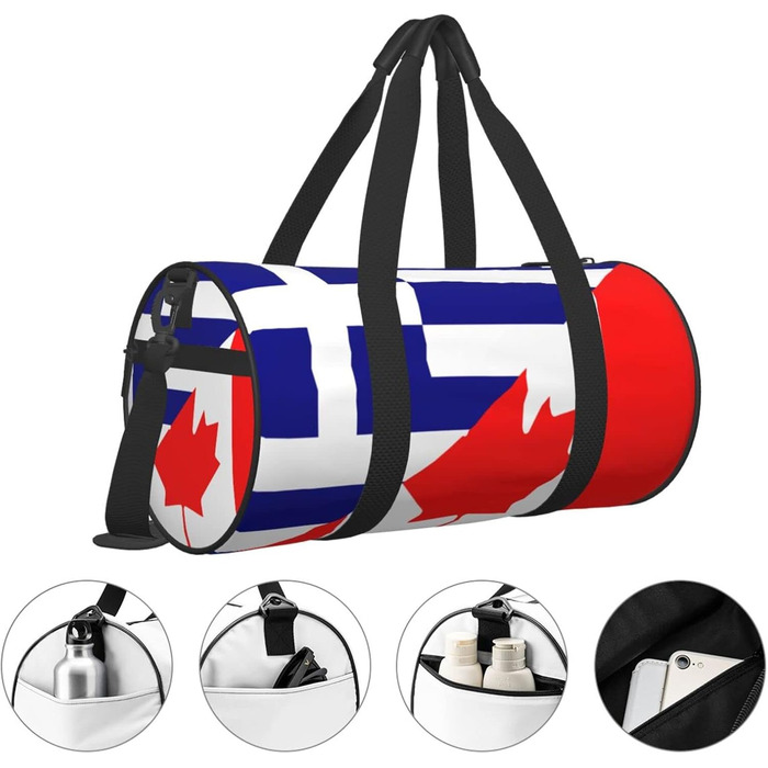 Дорожня сумка з прапорами Греції та Канади, спортивна сумка для йоги та коротких подорожей