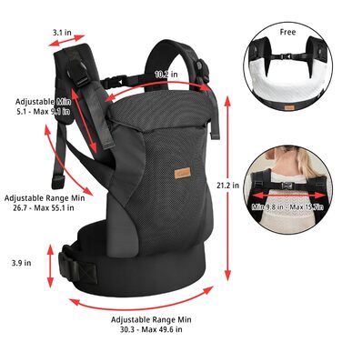 Найкраща люлька-переноска для новонароджених, магнітна люлька 4-в-1 із застібкою та нагрудником із регульованою дихаючою опорою дл