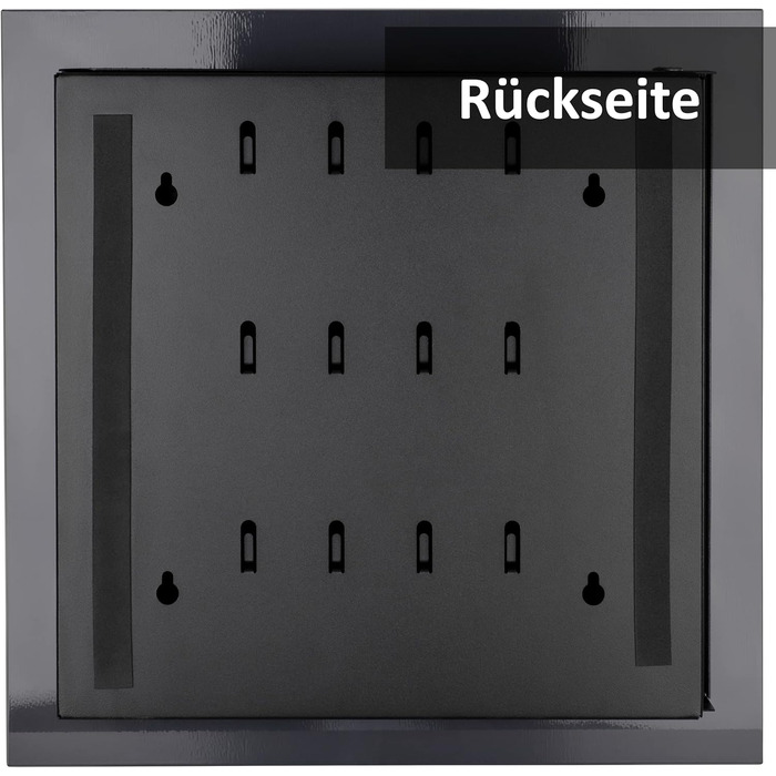 Сучасна скринька для ключів BALOU зі скляною магнітною дошкою - Магнітна дошка для пам&39яток з 6 магнітами та ручкою - Велика шафа для ключів з 20 гачками - Ідеально підходить для коридору, вхідної зони, офісу - 33x33x6,8 см Антрацит