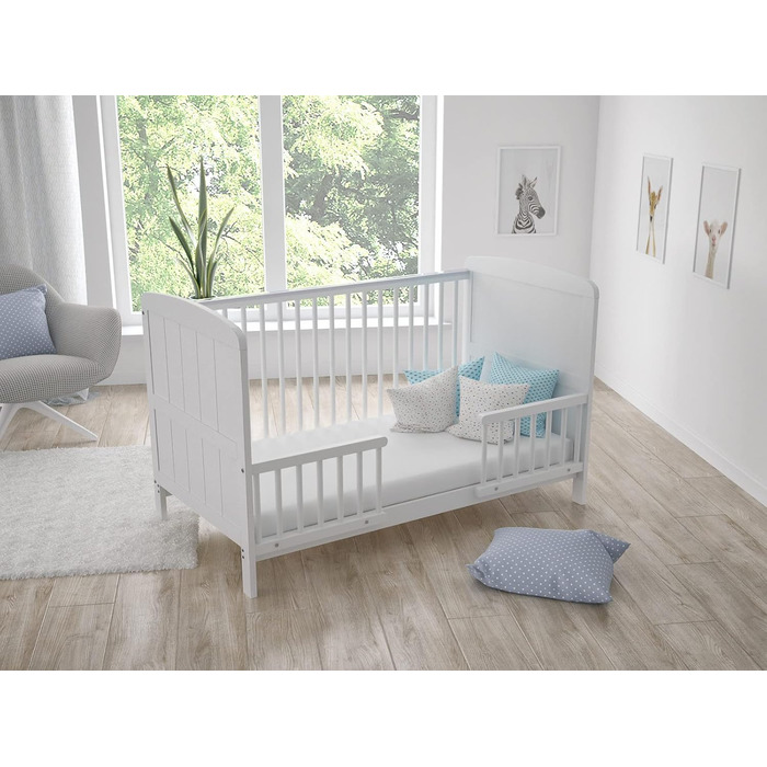 Дитяче ліжечко/спальне місце Love For Sleep 70x140 см з захисним бар&39єром, що трансформується, біле, Maddox, дитяче ліжко, дерев&39яне - Дитяче ліжко, Ліжечко-трансформер