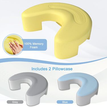Ергономічна подушка для сну на боці з проймою, подушка для шиї, подушка для голови для сну на боці, подушка для шиї з піни з ефектом пам&39яті для сну на боці, спині та животі, 2 наволочки в комплекті