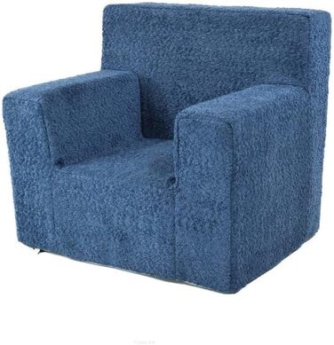 Дитяче крісло-реклайнер (квадратне) - Виготовлене з тканини Тедді - 547x34 см - З функцією сну - М&39яке та безпечне - Oeko-Tex, Синій