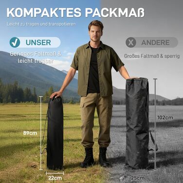 Складане кемпінгове крісло EVER ADVANCED, регульована спинка в 4 положеннях, вантажопідйомність 160 кг, розкладне кемпінгове крісло з бічною кишенею та тримачем для напоїв, рибальське крісло для кемпінгу, саду, балкону, сіре, 2 шт.