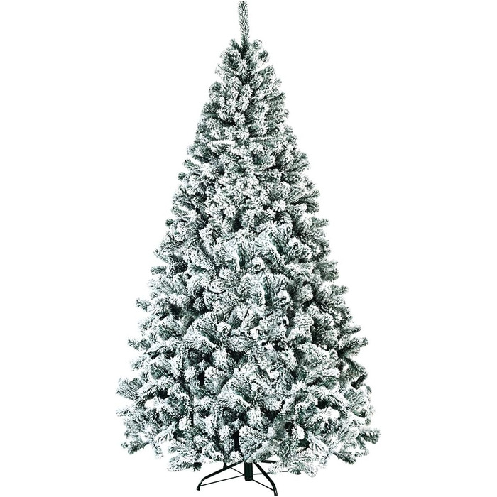 Штучна ялинка COSTWAY 180/225 см зі снігом, ялинка з металевою підставкою, ПВХ голки, складна штучна ялинка, ідеально підходить для дому, офісу, магазинів та готелів (225 см) 225 см