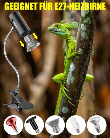 Лампа для тераріуму BrightArk Turtle Heat Lamp 50W UVA/UVB Reptilium Heater Lamp with Regulated Clip Cover E27 Pattern Cover for Cherry Spider, Jastrits, Amphibias (2 лампочки в комплекті)