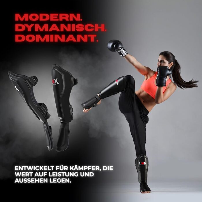 Щитки для гомілок LNX Muay Thai Pro Fight - Захист гомілок для бойових мистецтв, кікбоксингу, суглобів, SML XL, чорний, для чоловіків і жінок, чорний XL