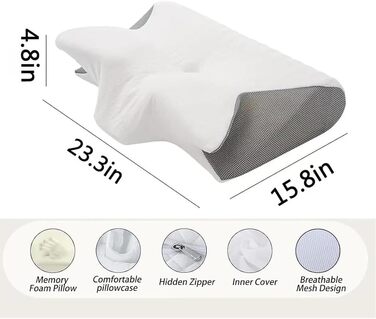 Подушка Skelda Remium Relief, новинка 2026 року. Ергономічна подушка для сну Skelda зі знімним чохлом, комфортна подушка з піни з ефектом пам&39яті, регульована, дихаюча, подушка з підтримкою шиї для сну на боці та на спині, біла.