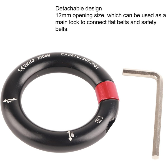 Кільце для спуску на мотузці HERCHR, алюмінієвий сплав 24 кН, отвір, знімний з&39єднувач для скелелазіння, точка з&39єднання запобіжного кільця ущільнювача для скелелазіння, гамак Tree Surgeon, чорний