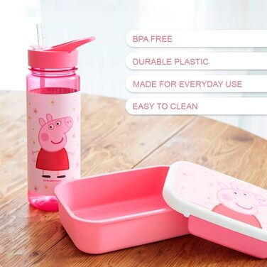 Ланчбокс Peppa Pig Квіти, Barbo Toys для дітей 38 років, міцний та легкий, можна мити в посудомийній машині, рожевий з квітковим малюнком, розміри 17,5x13x5,5 см