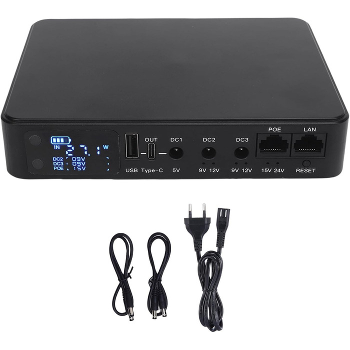 Міні-UPS джерело безперебійного живлення, 10400 мАг, USB-PoE, безперервний захист для камер відеоспостереження та модемів (Європейська вилка)