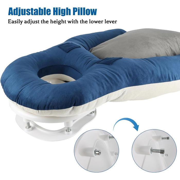 Подушка для сну обличчям вниз, ергономічна подушка для обличчя з піною з ефектом пам&39яті, регульований по висоті масажний підголівник для дому, сну на животі та відновлення після операції на очах з вітректомією