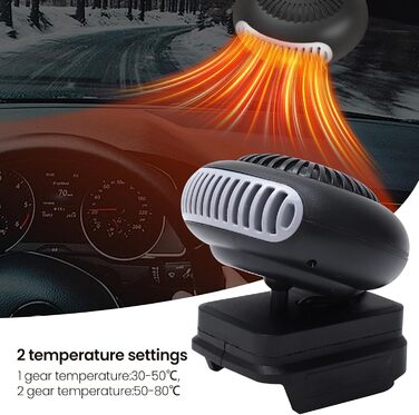 Автомобільний обігрівач з акумулятором, міні-додатковий обігрівач, акумуляторний вентилятор-обігрівач з 2 режимами (30-80C), захистом від перекидання та USB-портом, швидким нагріванням, антиобледенителем, підігрівом вікон автомобіля (акумулятор 2000 мАг*2
