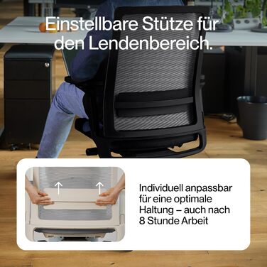 Активне офісне крісло матово-чорного кольору ПЕРЕМОЖЕЦЬ ТЕСТУ Ергономічне офісне крісло з функцією нахилу сидіння та адаптивною поперековою опорою Повністю регульоване офісне крісло для оптимального положення сидіння Обертове крісло матово-чорного кольору