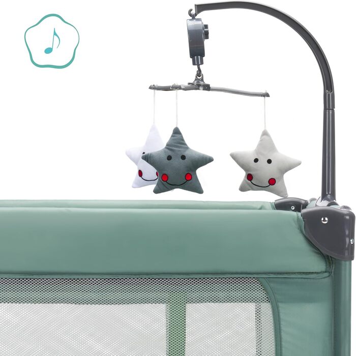 Дорожнє ліжечко Fillikid Capri від народження - 15 кг з регульованим вкладишем, 2 колесами, входом, пеленальний килимок, лоток для підгузків, мобільний телефон та сумка для перенесення - зелений