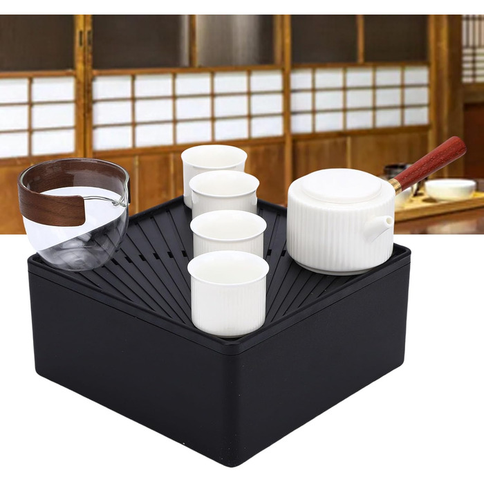 Автоматичний чайний сервіз Чайний Шлях, портативний керамічний чайник та набір чашок з коробкою для зберігання, ідеальний для подорожей, активного відпочинку, кемпінгу, дому, офісу, як подарунок