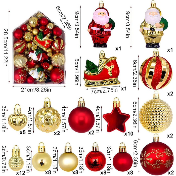 Набір ялинкових кульок 72 шт Generic