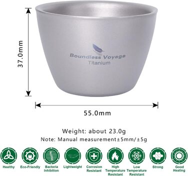 Маленька титанова чашка для чаю з подвійними стінками Легка чашка для еспресо Міні-чашка для вина для саке Багаторазовий кемпінг н
