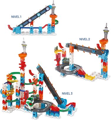 Інтерактивна мармурова траса з захоплюючими елементами траси, різноманітними варіантами будівництва та маршрутами - Для дітей від 4-12 років (Super Sky Tower Set XL), 100 -