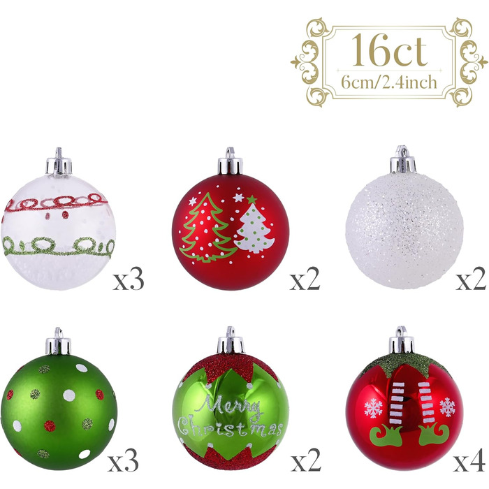 16 різдвяних кульок для декору ялинки Victor's Workshop