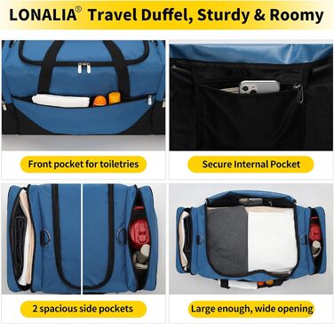 Велика чоловіча дорожня сумка об&39ємом 54 л - спортивна сумка для відпочинку, подорожей, ночівлі та сауни (синя)