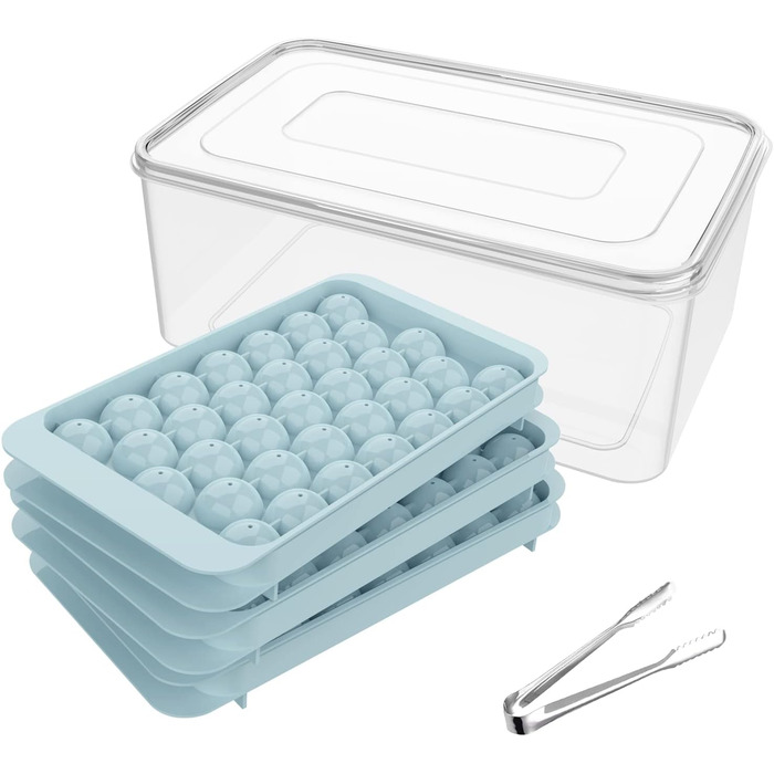 Форма для льоду Miaowoof з кришкою та контейнером, круглі кубики льоду 2,5 см x 99 шт. , форма для льоду без BPA з кришкою для льо