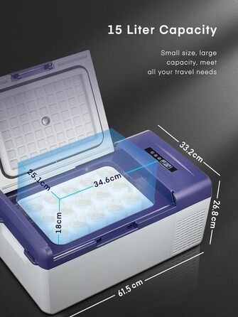 Компресорний холодильник FOHERE, автомобільний холодильник і морозильна камера 15 л, портативний міні-холодильник (20 20 ) з 12/24