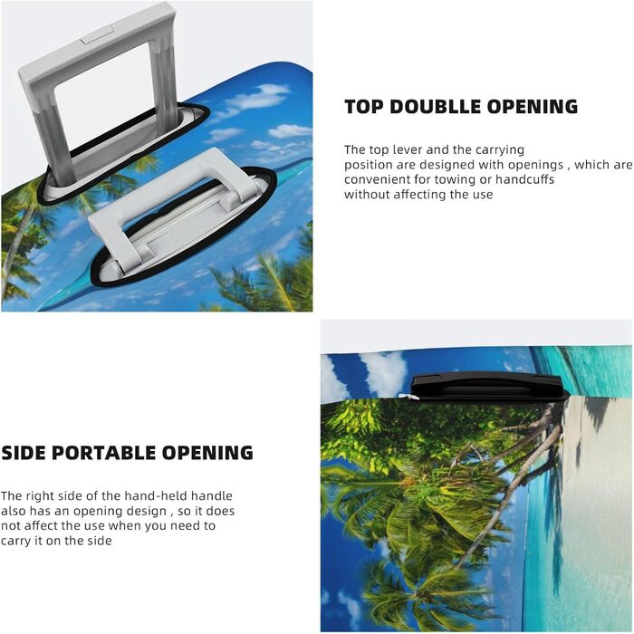 Чохол для валізи з романтичним пляжним принтом, еластичний захист від подряпин та пилу, чорний, розмір 90