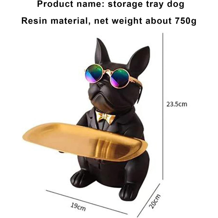 Надія прохолодний бульдог фігурка скульптура статуя смола хороший ящик для зберігання ключів, предметів домашнього вжитку і т.д. Чорний